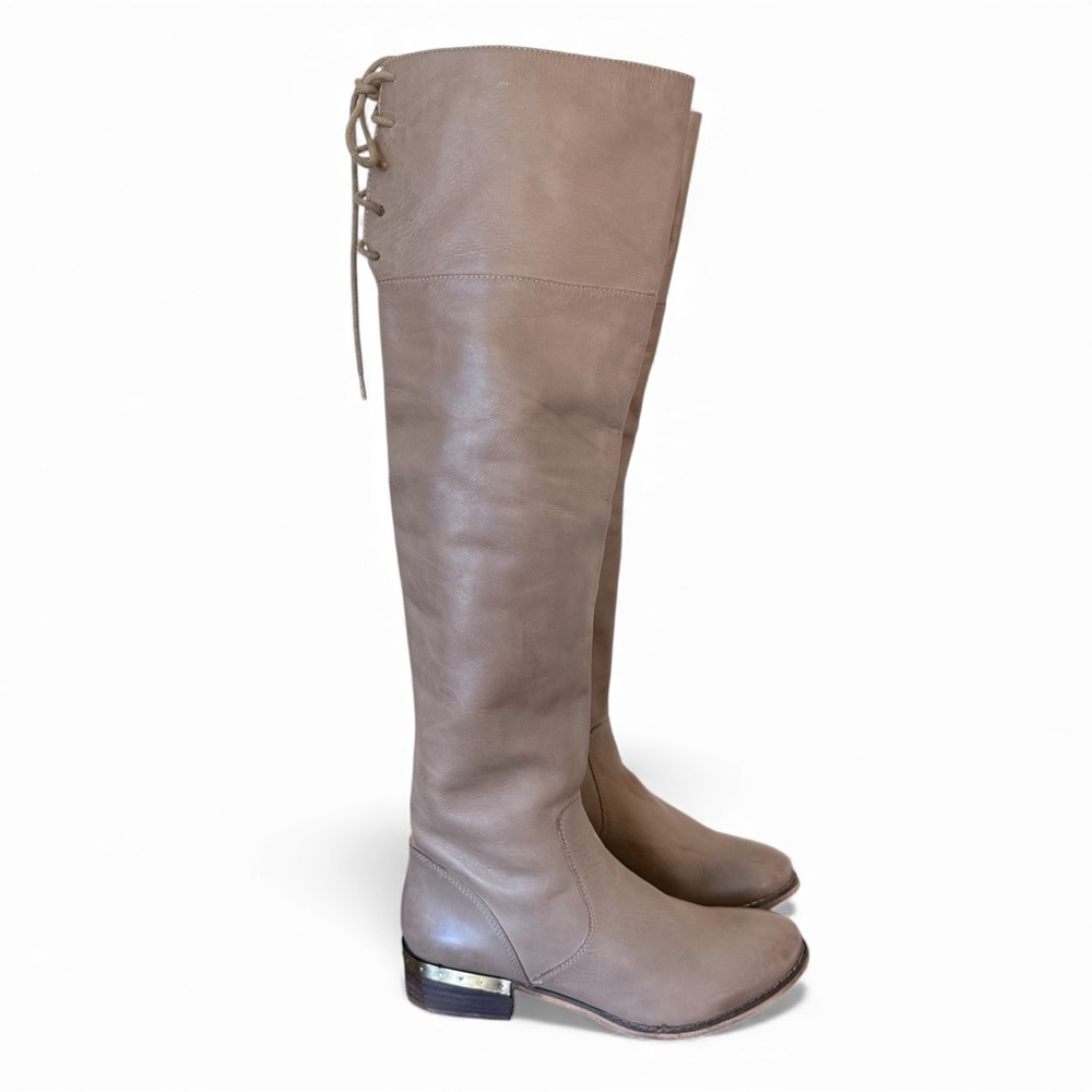Mle Over Knee Boots Taupe Color upper Leather Women’s Size 8M